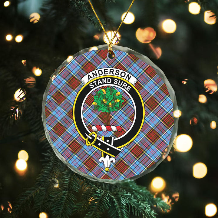 Anderson Modern Clan Badge Tartan Glass Ornament
