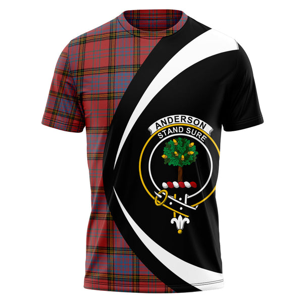 Anderson of Kinneddar Red Ancient Clan Badge Tartan T-Shirt Circle Style Personalized