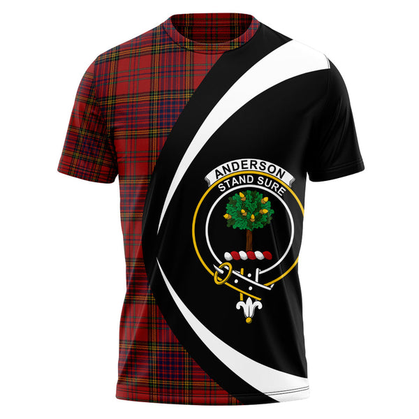 Anderson of Kinneddar Red Modern Clan Badge Tartan T-Shirt Circle Style Personalized