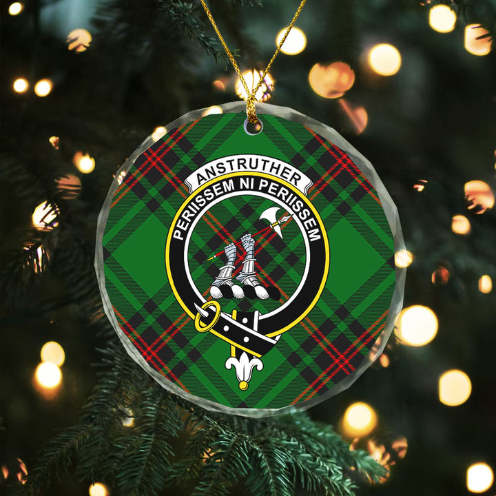 Anstruther Clan Badge Tartan Glass Ornament
