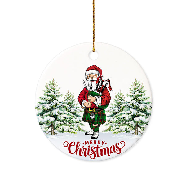 Anstruther Tartan Ceramic Ornament Santa