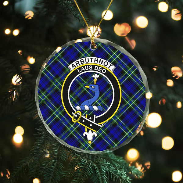 Arbuthnot Modern Clan Badge Tartan Glass Ornament