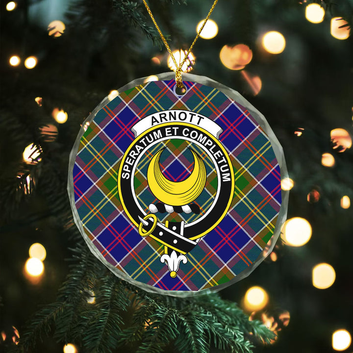 Arnott Clan Badge Tartan Glass Ornament
