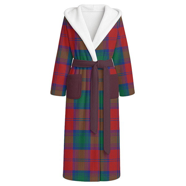 Auchinleck Clan Badge Tartan Flannel Hooded Bathrobe