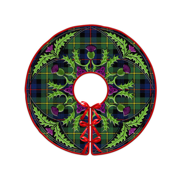 Baillie Modern Clan Badge Tartan Christmas Tree Skirt Scottish Thistle Design