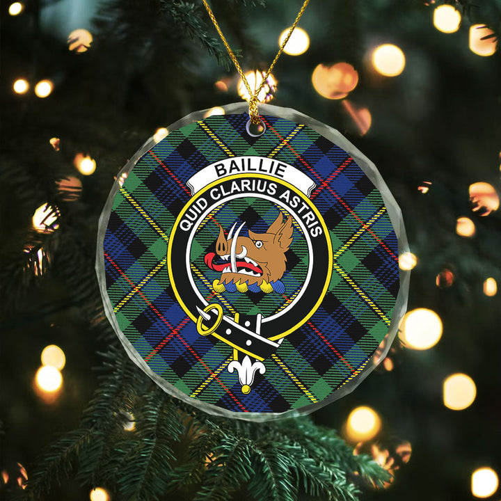 Baillie Modern Clan Badge Tartan Glass Ornament