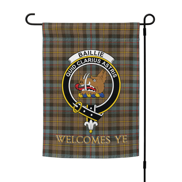 Baillie Weathered Clan Badge Tartan Garden Flag