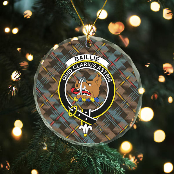 Baillie Weathered Clan Badge Tartan Glass Ornament