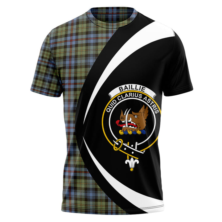 Baillie of Lamington Weathered Clan Badge Tartan T-Shirt Circle Style Personalized