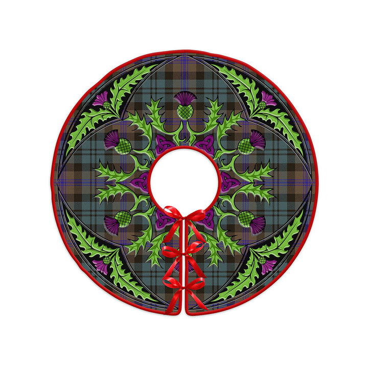 Baird (Baines) Weathered Clan Badge Tartan Christmas Tree Skirt Scottish Thistle Design
