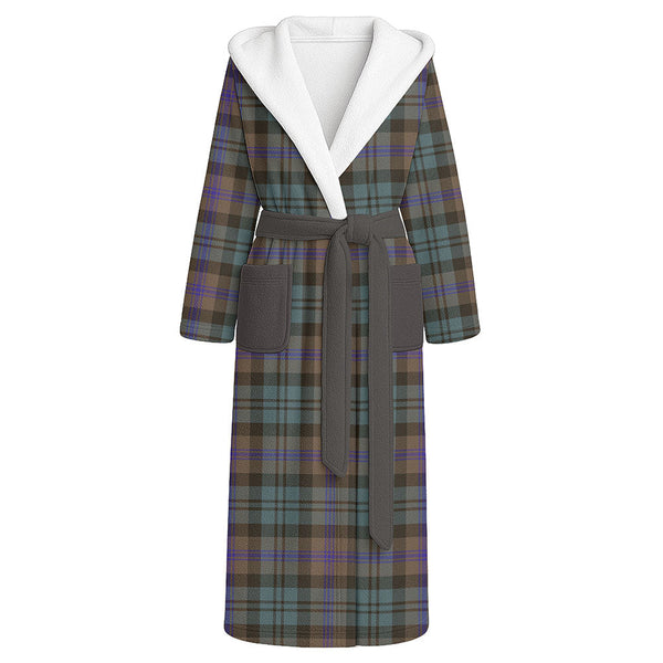 Baird (Baines) Weathered Clan Badge Tartan Flannel Hooded Bathrobe