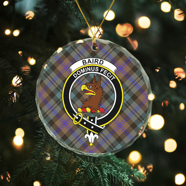 Baird (Baines) Weathered Clan Badge Tartan Glass Ornament