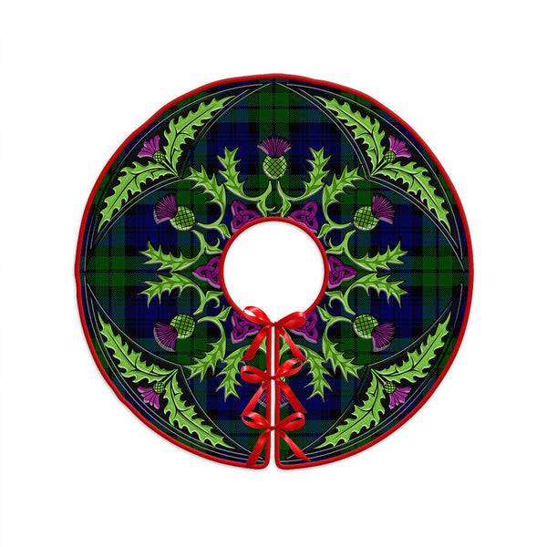 Bannatyne Clan Badge Tartan Christmas Tree Skirt Scottish Thistle Design