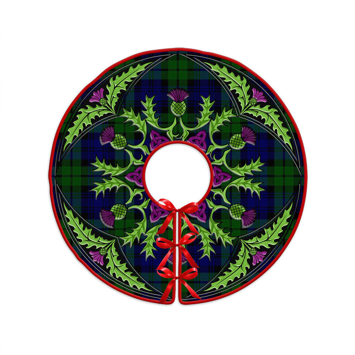 Bannatyne Clan Badge Tartan Christmas Tree Skirt Scottish Thistle Design