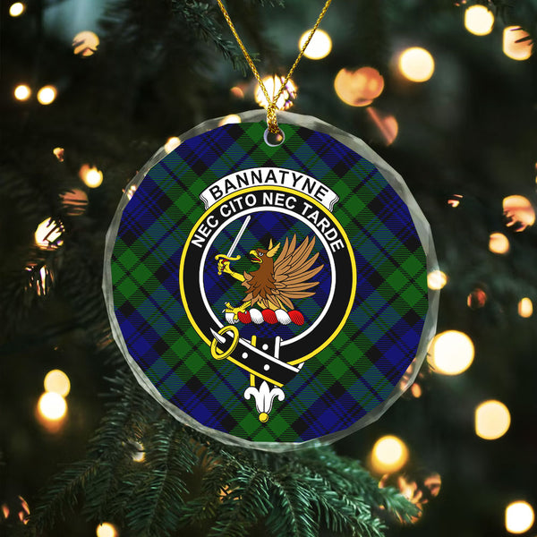 Bannatyne Clan Badge Tartan Glass Ornament
