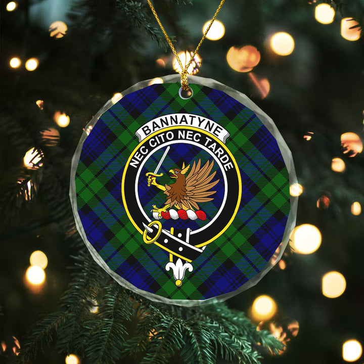 Bannatyne Clan Badge Tartan Glass Ornament
