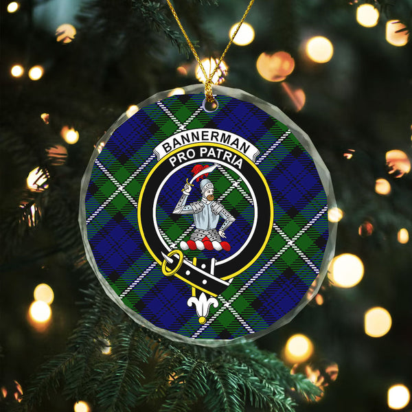 Bannerman Clan Badge Tartan Glass Ornament