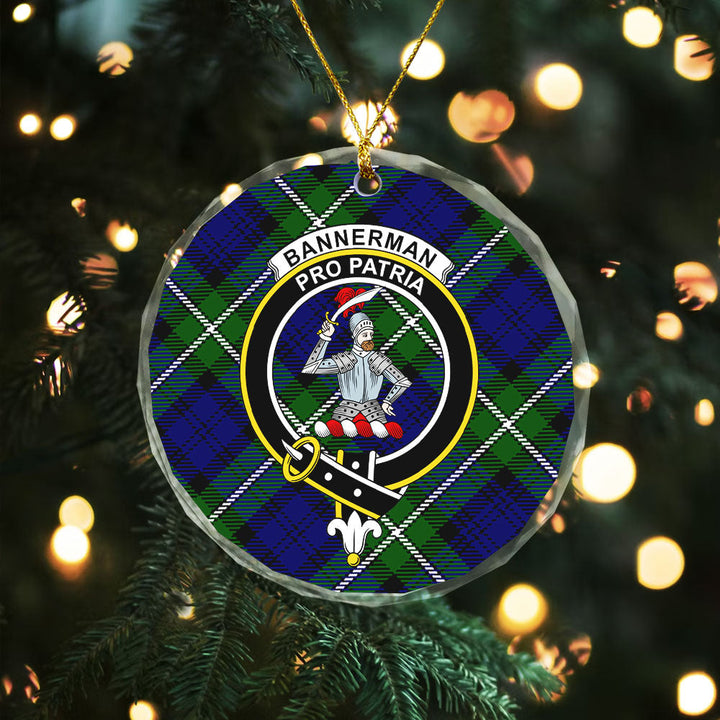 Bannerman Clan Badge Tartan Glass Ornament