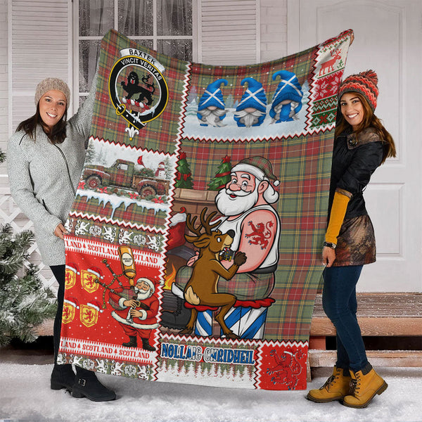 Baxter Weathered Clan Badge Tartan Blanket Scotland Santa Tattoo Christmas Comic Patchwork Style