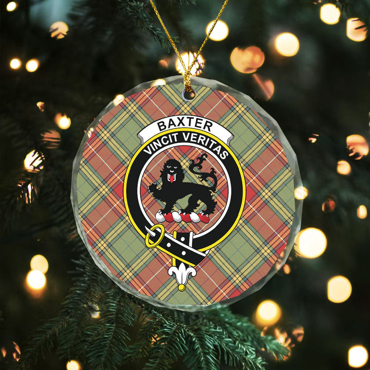 Baxter Weathered Clan Badge Tartan Glass Ornament
