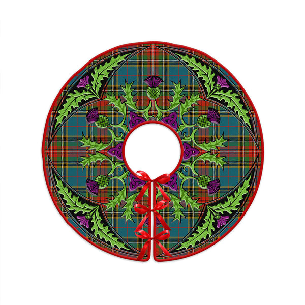Beaton Ancient Clan Badge Tartan Christmas Tree Skirt Scottish Thistle Design