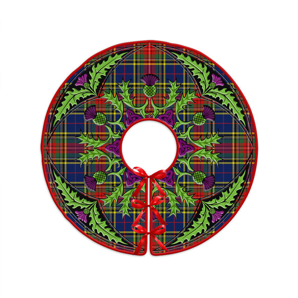 Beaton Modern Clan Badge Tartan Christmas Tree Skirt Scottish Thistle Design