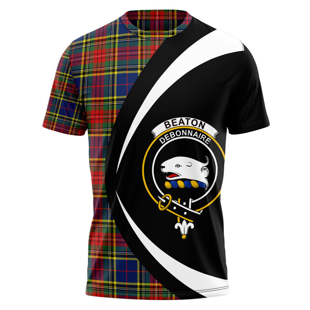 Beaton Modern Tartan Crest 2D T-shirt - Alba Skull Style