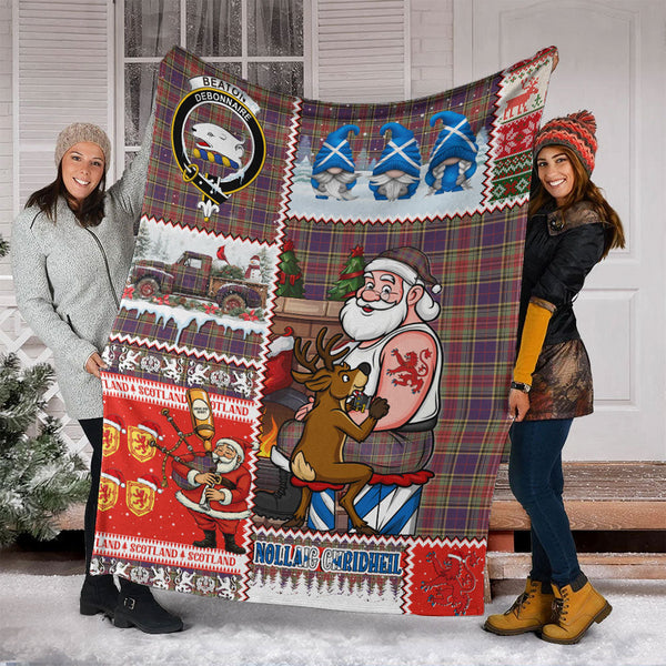 Beaton Weathered Clan Badge Tartan Blanket Scotland Santa Tattoo Christmas Comic Patchwork Style