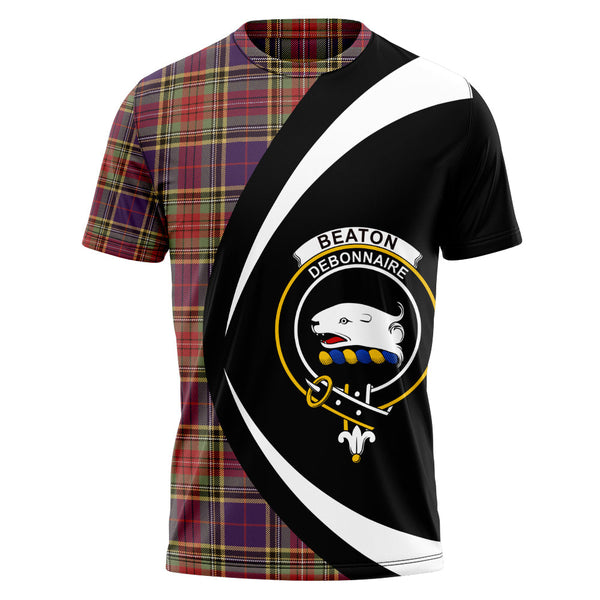 Beaton Weathered Clan Badge Tartan T-Shirt Circle Style Personalized