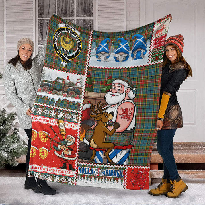 Beattie Ancient Clan Badge Tartan Blanket Scotland Santa Tattoo Christmas Comic Patchwork Style