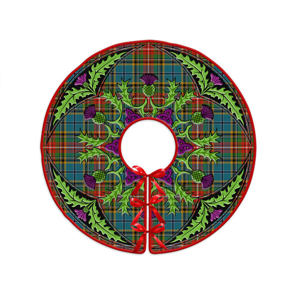 Beattie Ancient Clan Badge Tartan Christmas Tree Skirt Scottish Thistle Design