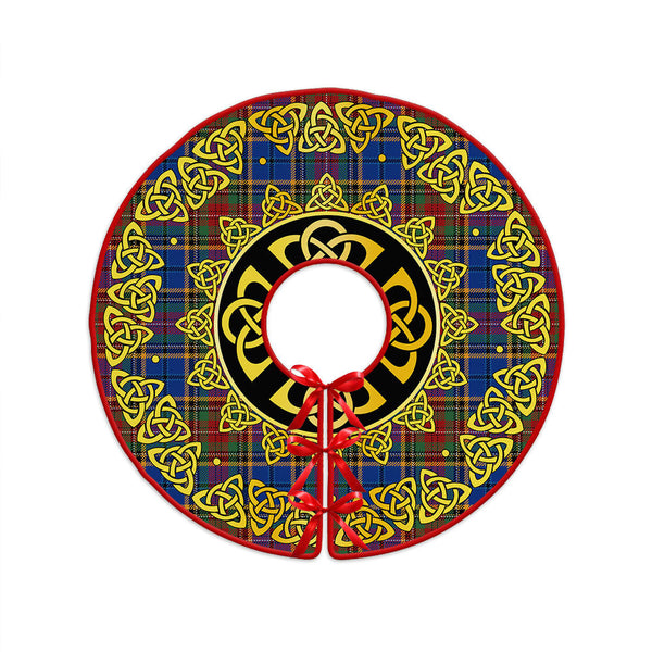 Beattie Modern Clan Badge Tartan Christmas Tree Skirt Golden Celtic Heritage