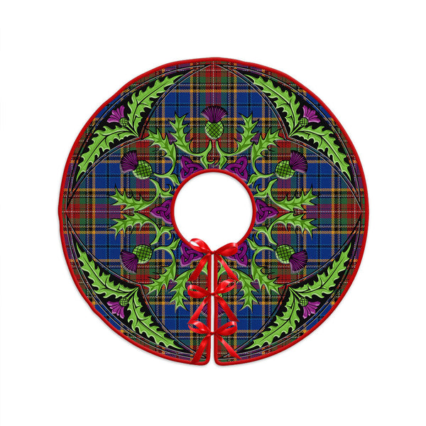 Beattie Modern Clan Badge Tartan Christmas Tree Skirt Scottish Thistle Design