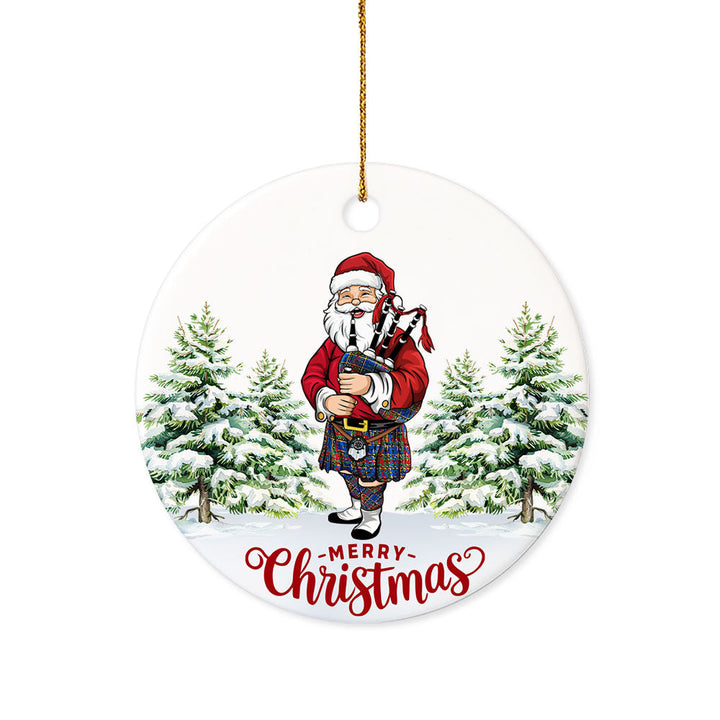 Beattie Modern Tartan Ceramic Ornament Santa