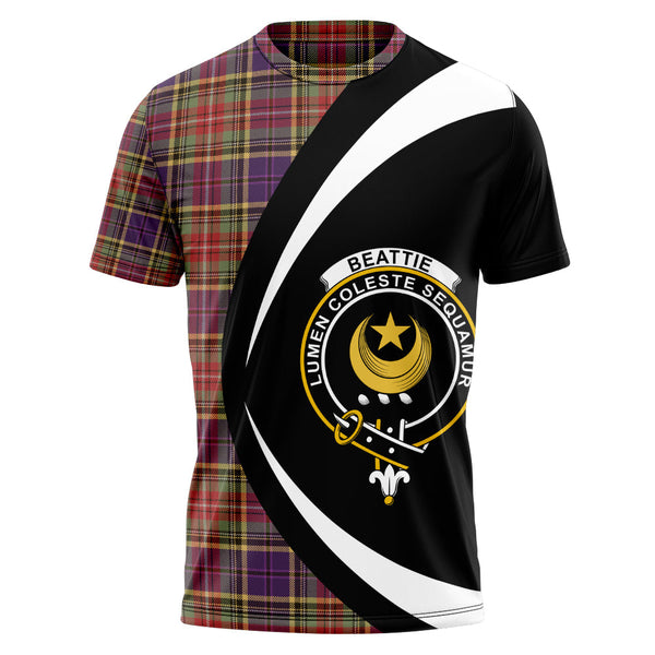 Beattie Weathered Clan Badge Tartan T-Shirt Circle Style Personalized