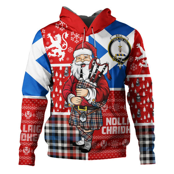 Bell Border (Bell Southern Bell) Ancient Clan Badge Tartan Hoodie Scotland Christmas Santa