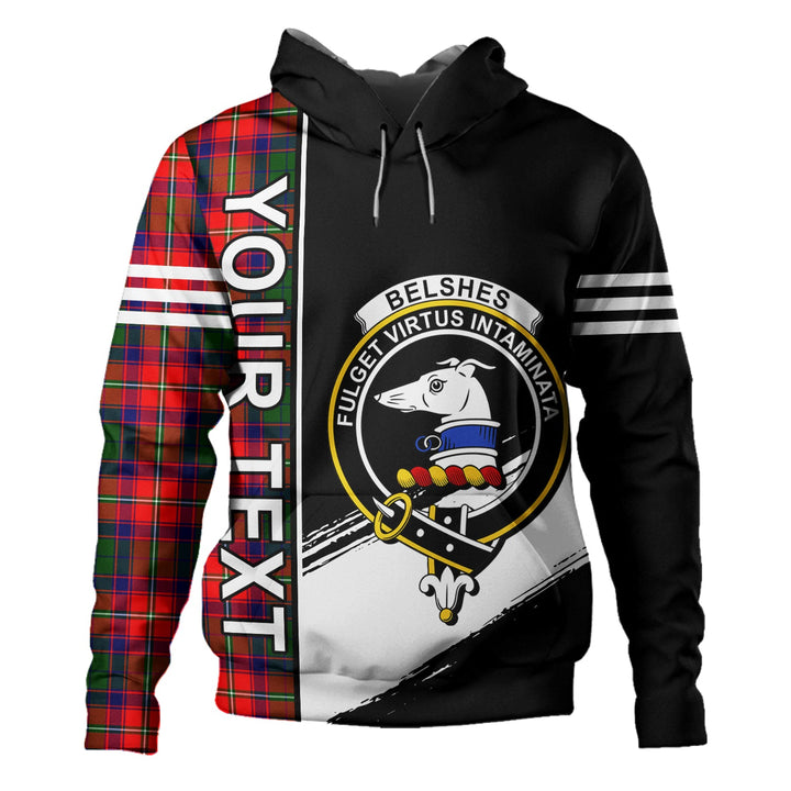 Belshes Clan Badge Tartan Hoodie Quarter Style Personalized