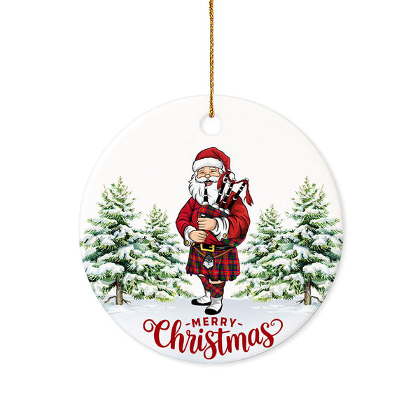Belshes Tartan Ceramic Ornament Santa
