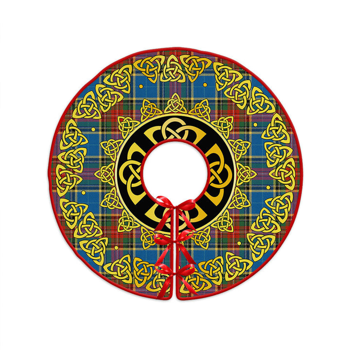 Bethune Ancient Clan Badge Tartan Christmas Tree Skirt Golden Celtic Heritage