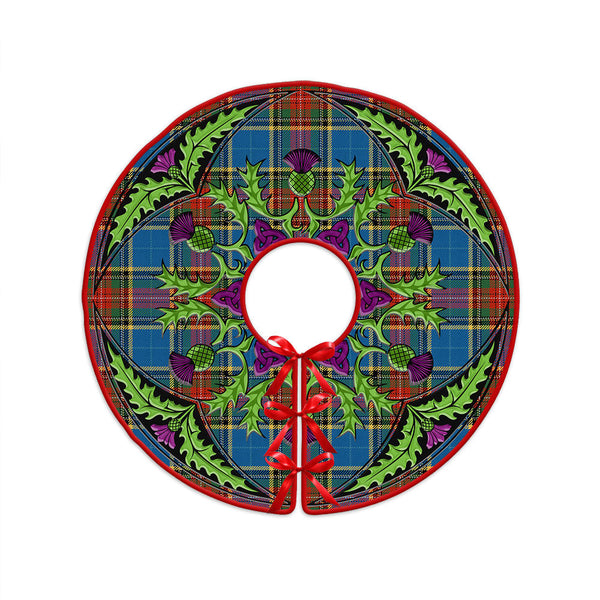 Bethune Ancient Clan Badge Tartan Christmas Tree Skirt Scottish Thistle Design
