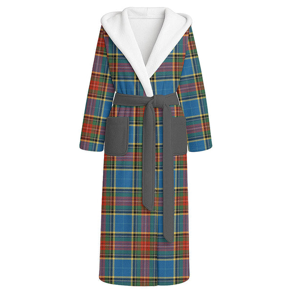 Bethune Ancient Clan Badge Tartan Flannel Hooded Bathrobe