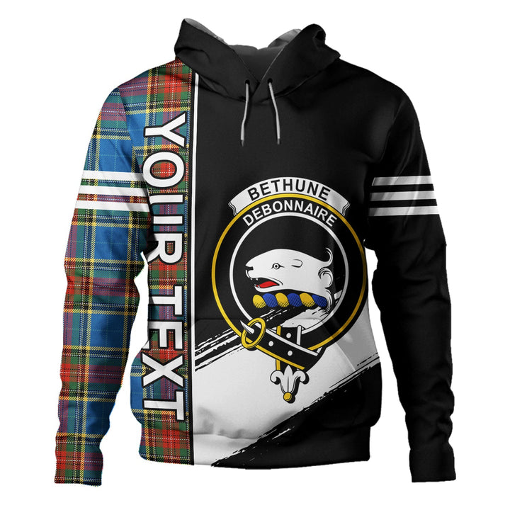 Bethune Ancient Clan Badge Tartan Hoodie Quarter Style Personalized
