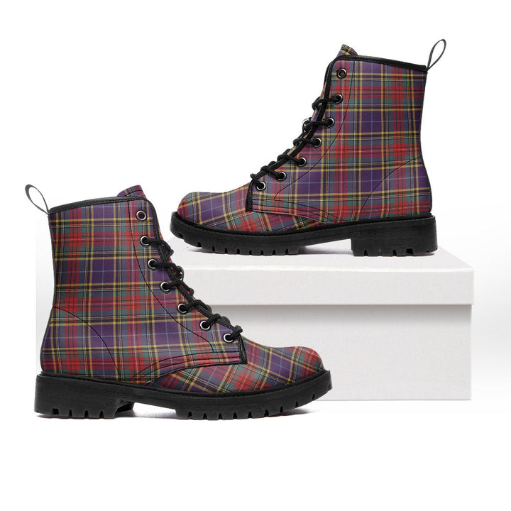 Bethune Weathered Clan Badge Tartan Leather Boots