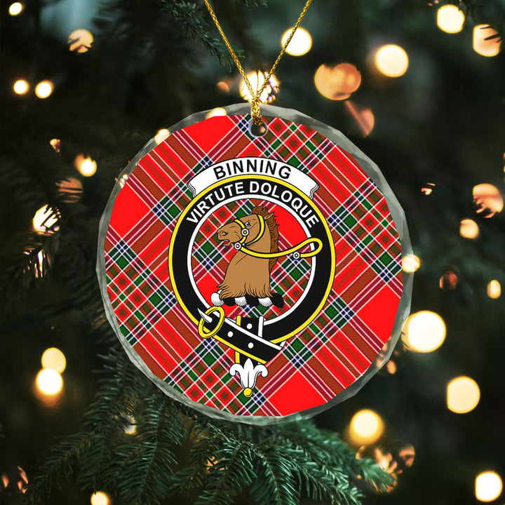 Binning Clan Badge Tartan Glass Ornament