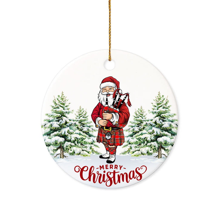 Binning Tartan Ceramic Ornament Santa