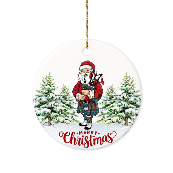 Bisset Modern Tartan Ceramic Ornament Santa
