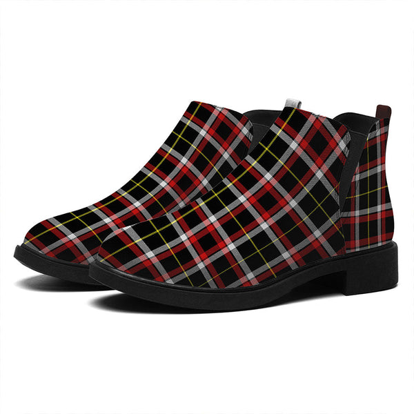 Black (DCD) Modern Tartan Flat Ankle Boots