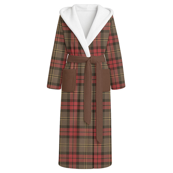 Blackstock Hunting Weathered Clan Badge Tartan Flannel Hooded Bathrobe