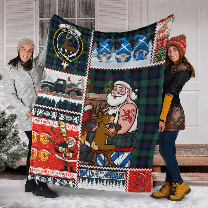 Blair Modern Clan Badge Tartan Blanket Scotland Santa Tattoo Christmas Comic Patchwork Style