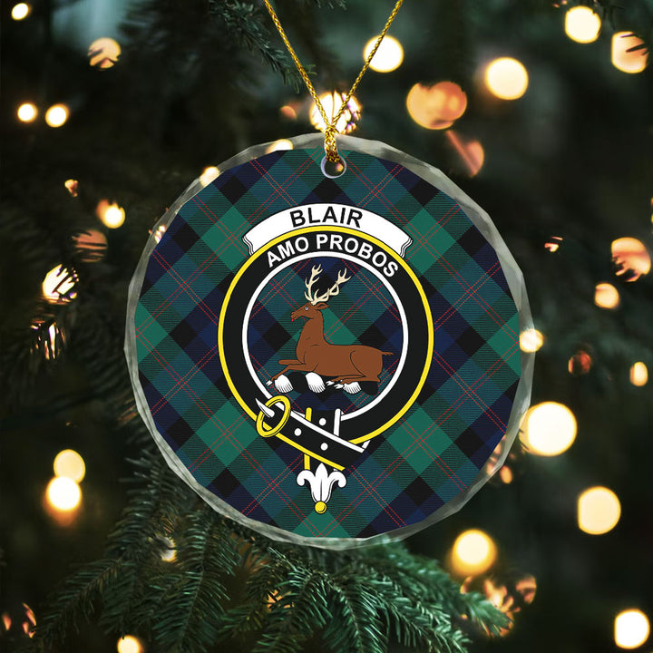Blair Modern Clan Badge Tartan Glass Ornament